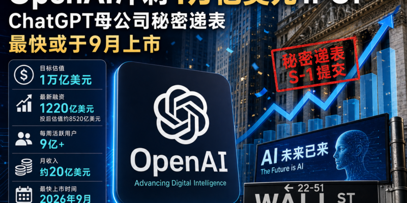 OpenAI冲刺1万亿美元IPO：ChatGPT母公司秘密递表，最快或于9月上市